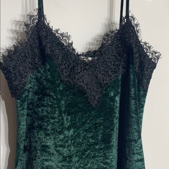 H&M Emerald Green crushed velvet lace tank top women’s small new with tags - Picture 1 of 7